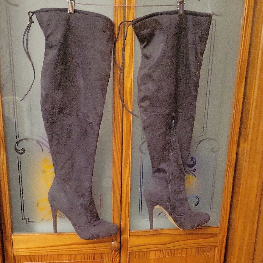 Gray Over-the-Knee Boots Worn Once